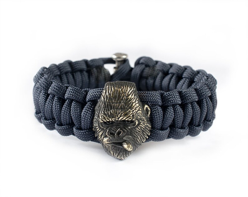 Gorilla paracord bracelet Monkey bracelet with a bronze Etsy