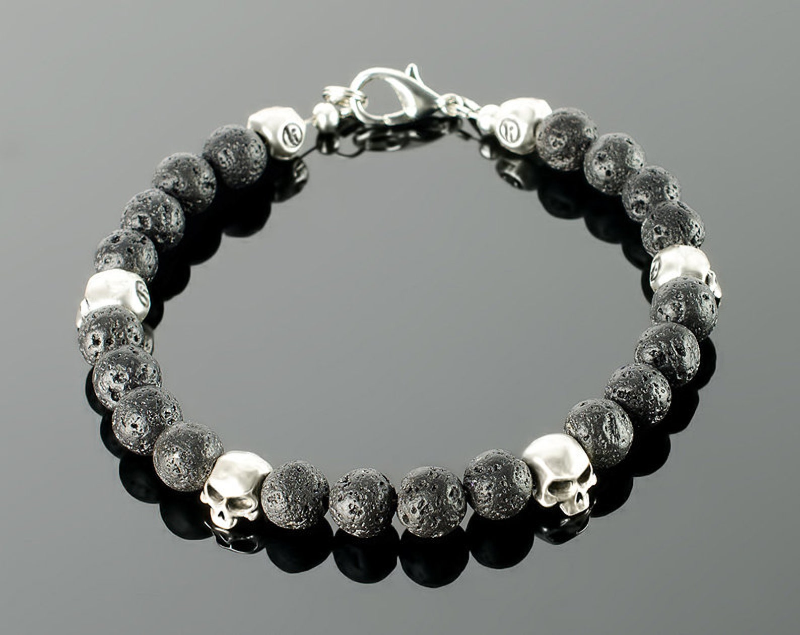 Mens Skull Skull bracelets for men with black gemstones Etsy
