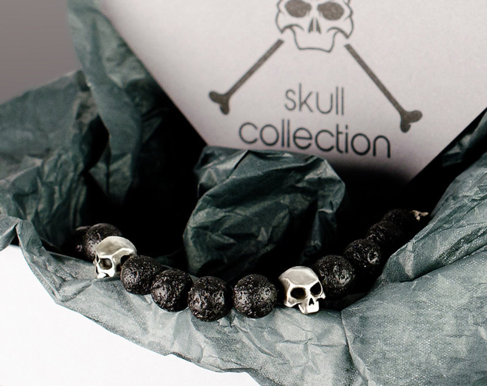 Mens Skull Skull bracelets for men with black gemstones Etsy