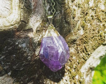 Amethyst Crystal Necklace, Amethyst Druzy Necklace, Amethyst Necklace, Druzy Necklace, Drusy Necklace, Boho Crystal Necklace, Amethyst