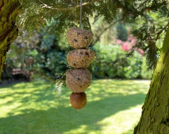 Station d'alimentation mobile pour oiseaux en acier inoxydable avec boule en bois d'olivier