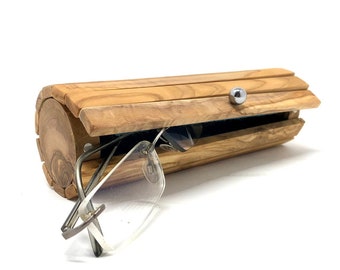 Glasses case made of olive wood Glasses case hard shell stable robust