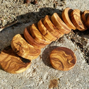 10x round wooden discs / branch discs DIY olive wood approx. Ø 4  cm