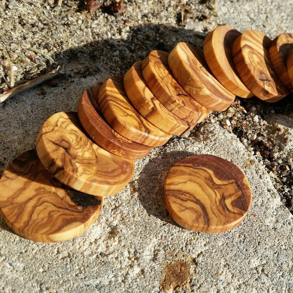 10x runde Holzscheiben/Astscheiben DIY Olivenholz ca. Ø 4 cm
