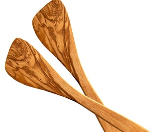Lot de 2 spatules en bois d'olivier sans trous