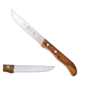 Tomato knife or vegetable knife with olive wood handle image 1