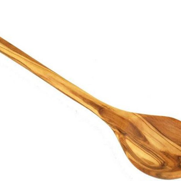 Round cooking spoon, olive wood, long handle, wooden spoon, durable natural product, classic, sustainable cooking, tasteless