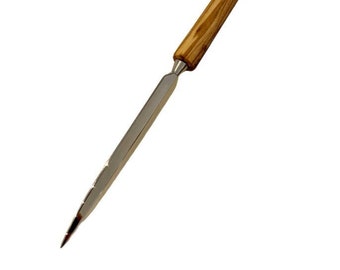 Letter opener with engraving and olive wood handle