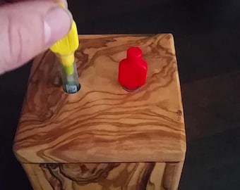 Olive wood box for storing interdental brushes
