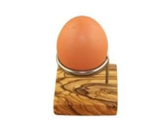 Egg holder DESIGN made of stainless steel with olive wood base