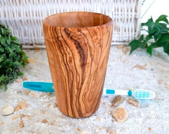 Toothbrush cup LARGE made of olive wood