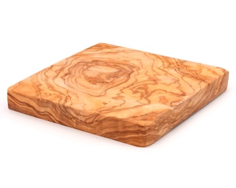 Solid coaster BLOCK (approx. 15 x 15 x 2 cm / 5.9 x 5.9 x 0.8 inches) made of olive wood