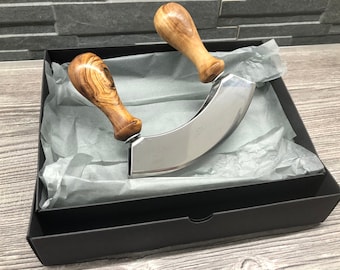 Wiegemesser DESIGN in Geschenkbox mit Olivenholz-Griffen