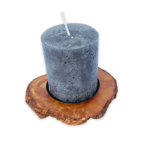 Olive wood candle holder RUSTICO