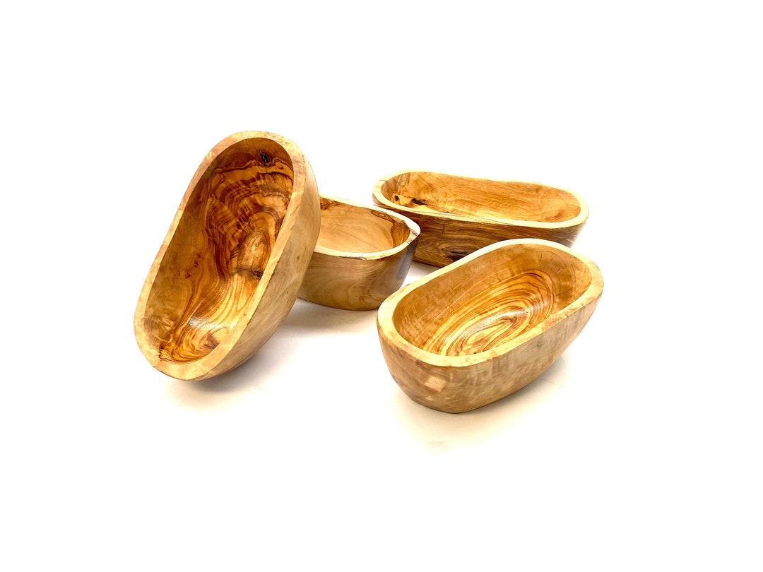 Set of 4 Olive Wood Bowl Large, Nibbles, Snack Bowl, Finger Food, Tapas