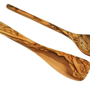 Olive wood spoon and spatula each approx. 30 cm / 11.8 inches image 3