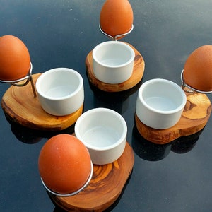 4x LA SPECIA egg cup with porcelain bowl and stainless steel egg holder image 3