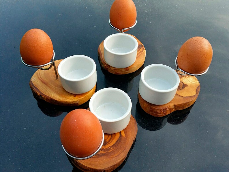 4x LA SPECIA egg cup with porcelain bowl and stainless steel egg holder image 3