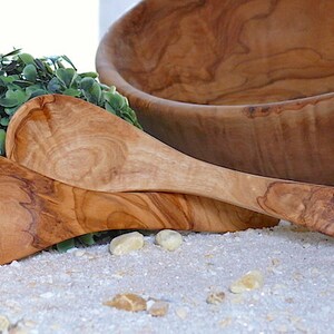 salad servers small approx. 21 cm / 8.2 inches made of olive wood image 2