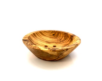 Round soap dish made of olive wood