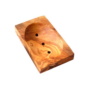 Rectangular soap dish with pads, made of olive wood