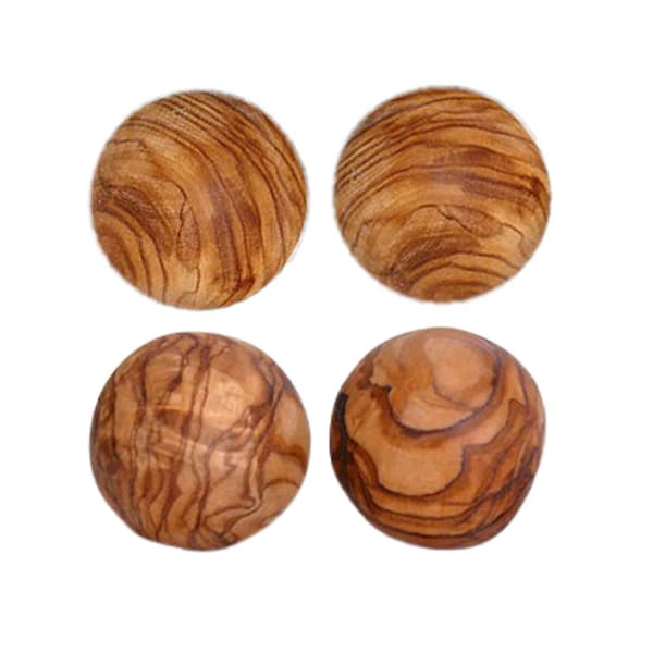 Lot de 4 boules décoratives, boules de relaxation, bois d'olivier, diamètre environ ø 3,5 cm