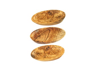 Set de 3 bols ovales MINI en bois d'olivier