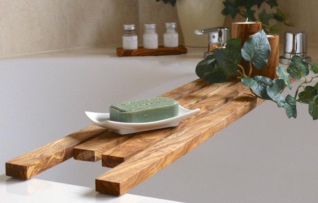 Étagère de Baignoire Design | Env. 75 cm en Bois d'olivier