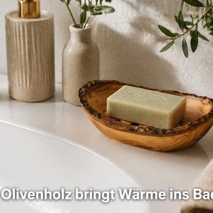 Soap dish oval rustic MEDIUM made of olive wood