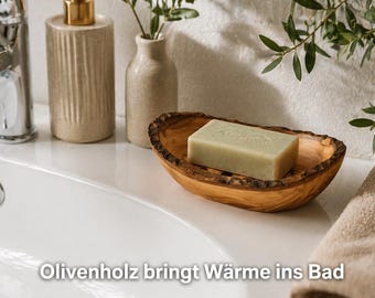 Soap dish oval rustic MEDIUM made of olive wood