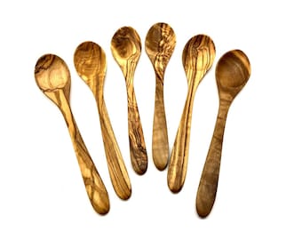 Set of 6 tablespoons made of olive wood, dining spoon, wooden spoon, muesli, soup, sustainable, tasteless