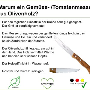 Tomato knife or vegetable knife with olive wood handle image 6