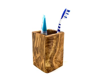 Toothbrush holder / cup SQUARE made of olive wood