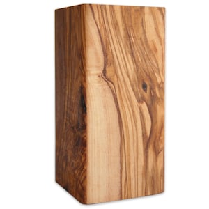 Square utensil cup made of olive wood, height approx. 15 – 16 cm