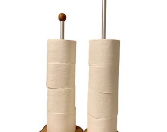 Large Olive Wood Toilet Roll Stand, Toilet Roll Holder, Toilet Tissue Dispenser, Free Standing