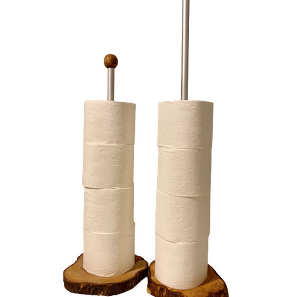 Großer Toilettenrollen-Ständer aus Olivenholz, Toilettenrollenhalter, WC-Papierspender, freistehend