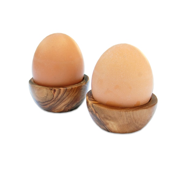 Set of 2 egg cups PICCOLO made of olive wood, egg holder, stackable, save space, Easter, Easter breakfast, Easter egg, Brunch