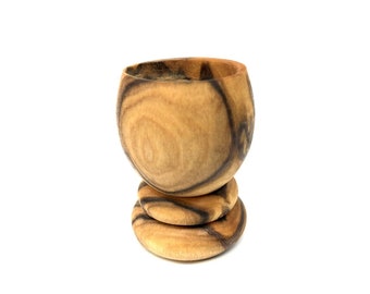 Egg cup for quail eggs, made of olive wood