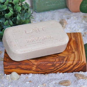 Rectangular soap dish made of olive wood