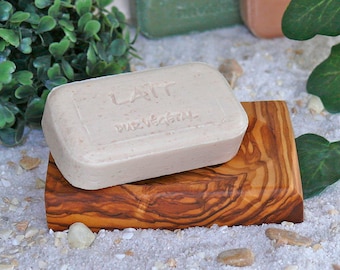 Jabonera rectangular de madera de olivo
