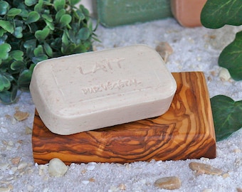 Rectangular soap dish made of olive wood