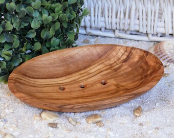 Soap dish oval BIG made of olive wood