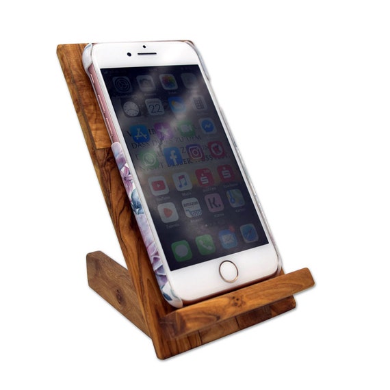 Mobile Phone Holder Made of Olive Wood Phone Stand 