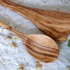 Olive wood spoon and spatula each approx. 30 cm / 11.8 inches image 2