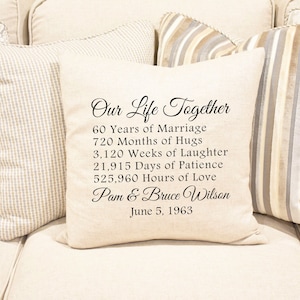 Our Life Together Pillow, 60th Wedding Anniversary Gift for Couples, Diamond Anniversary Gift