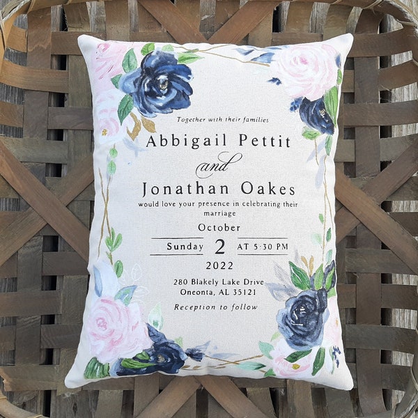 Wedding Invitation Keepsake, Wedding Gift Pillow, Unique Wedding Gift for Couple