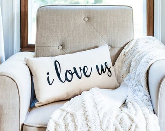 I love us farmhouse pillow | Cotton Anniversary Gift For Her | 2nd Anniversary Gift for Wife