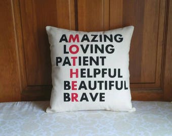 Mothers Day Gift Pillow | Pillows with Words | Birthday Gift for Mom | Anagram Pillow | Gifts for mother