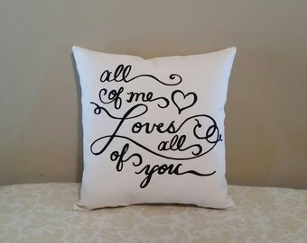 Anniversary Gifts for Women |  All of me loves all of you |  John Legend song lyrics |  Cotton Anniversary Gift for Her |  Gifts for Husband