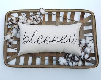 Blessed Pillow | Modern Farmhouse Pillows | Farmhouse Decor Rustic Country | Gifts for Her | Mothers Day Gifts | Pillows with Words